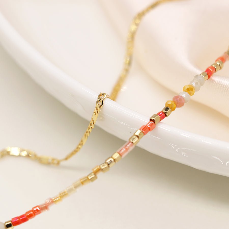 Layered Beaded Gold Necklace - 04304 - Uneeka