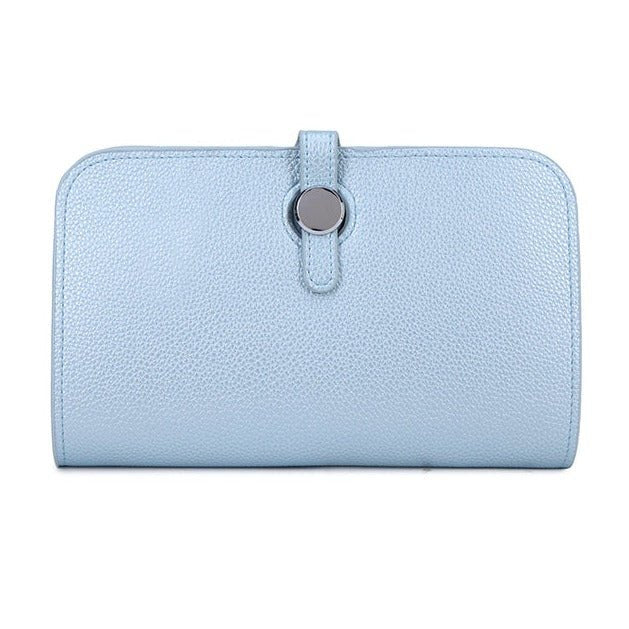 Leather Purse with Round Silver Fastening - 12300Purse - LBLUE - Uneeka