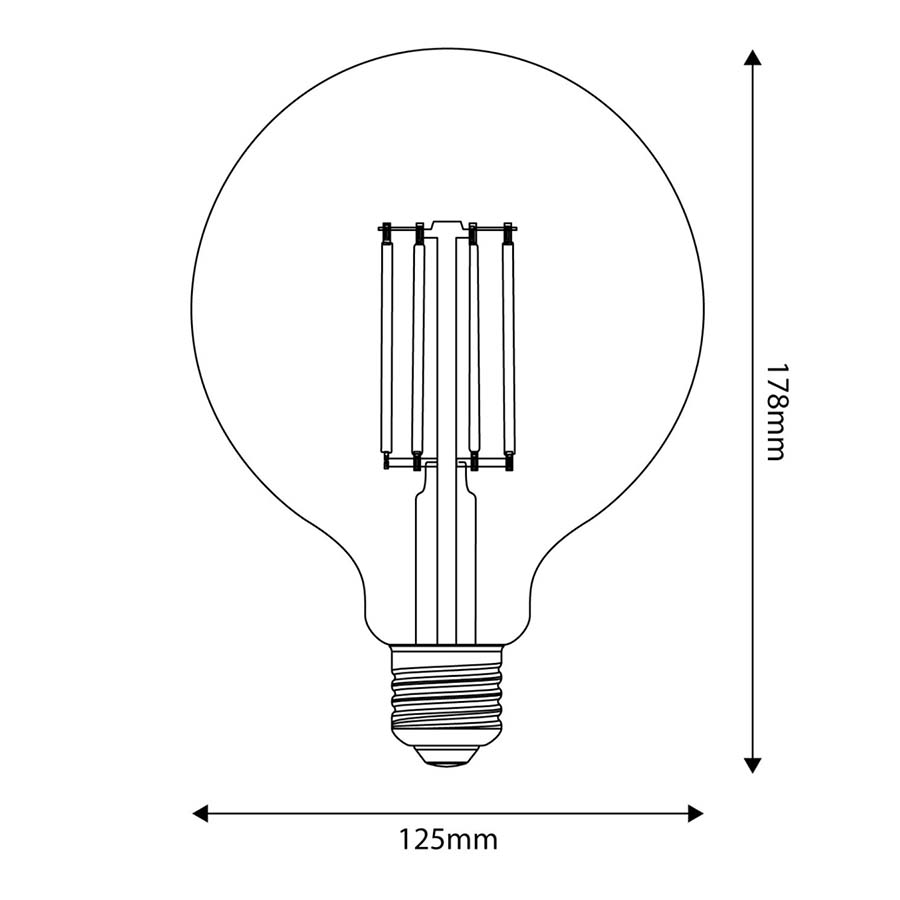 LED Clear Globe G125 7W E27 Dimmable Bulb - BB - T04 - Uneeka