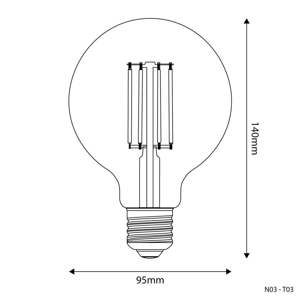 LED Clear Globe G95 7W E27 Dimmable Bulb - BB - T03 - Uneeka