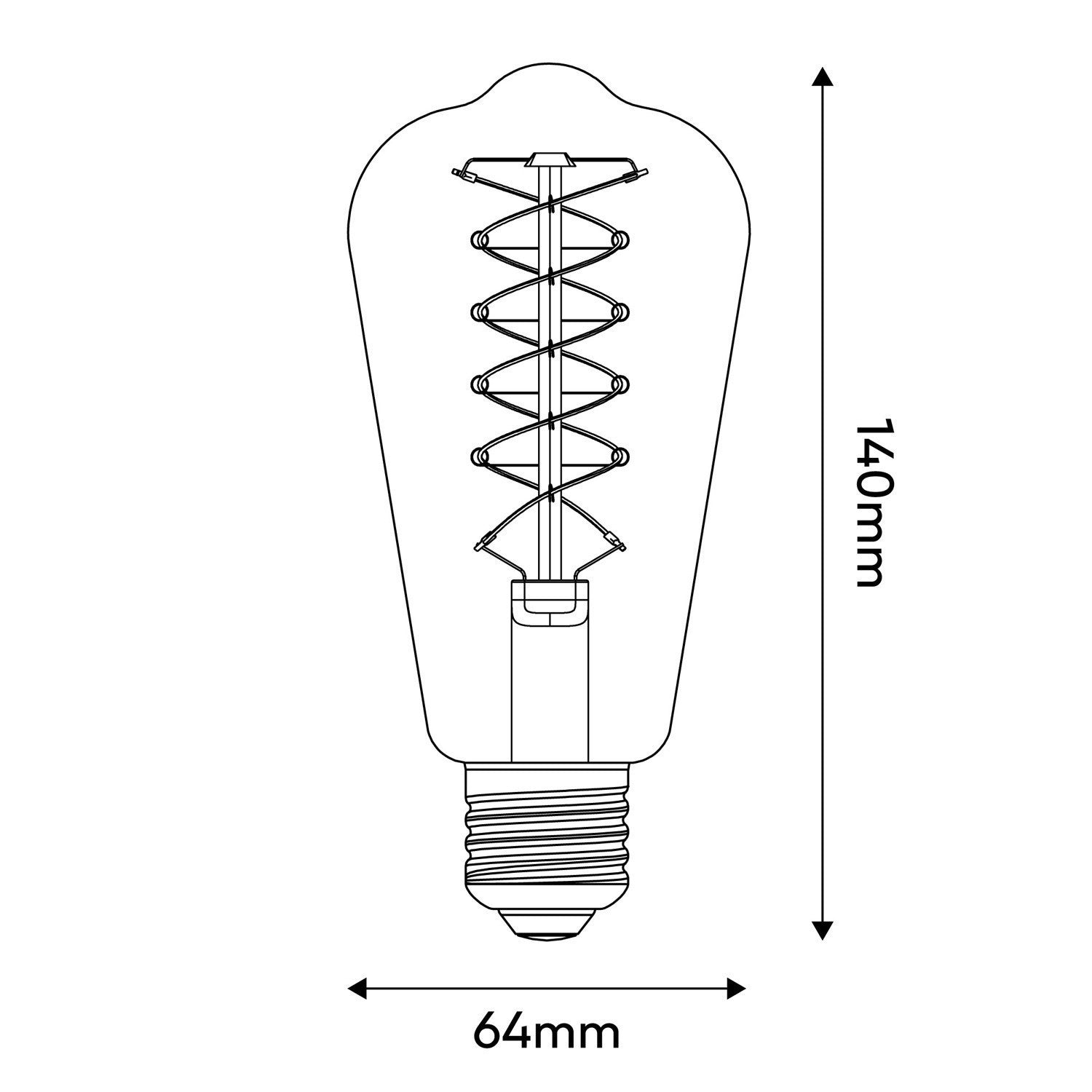 LED White Spiral Filament Edison ST64 5.9W E27 Dimmable Bulb - BB-W02 - Uneeka