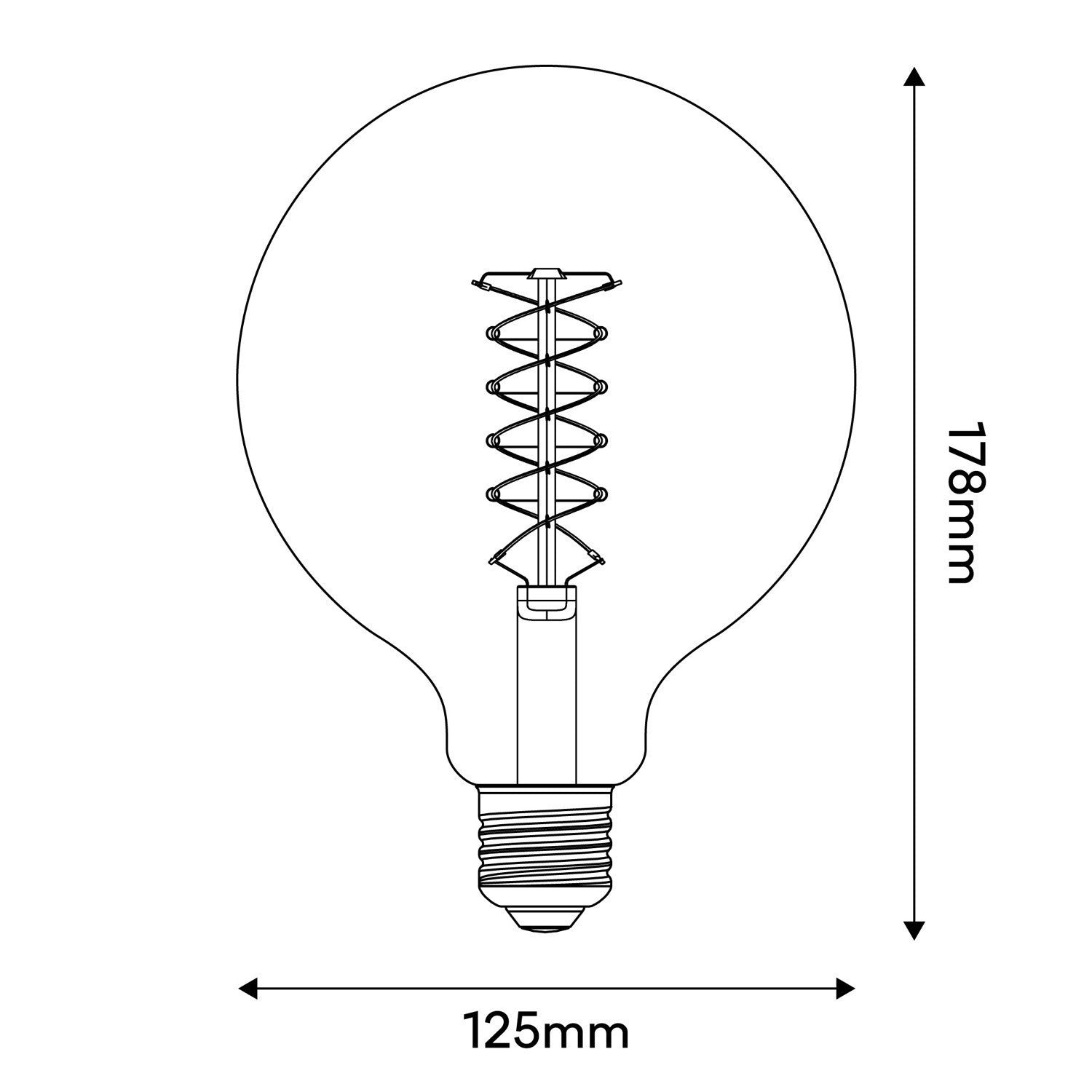 LED Light Smoky G125 Globe Spiral Filament 4.8W Light Bulb - BB-D04 - Uneeka