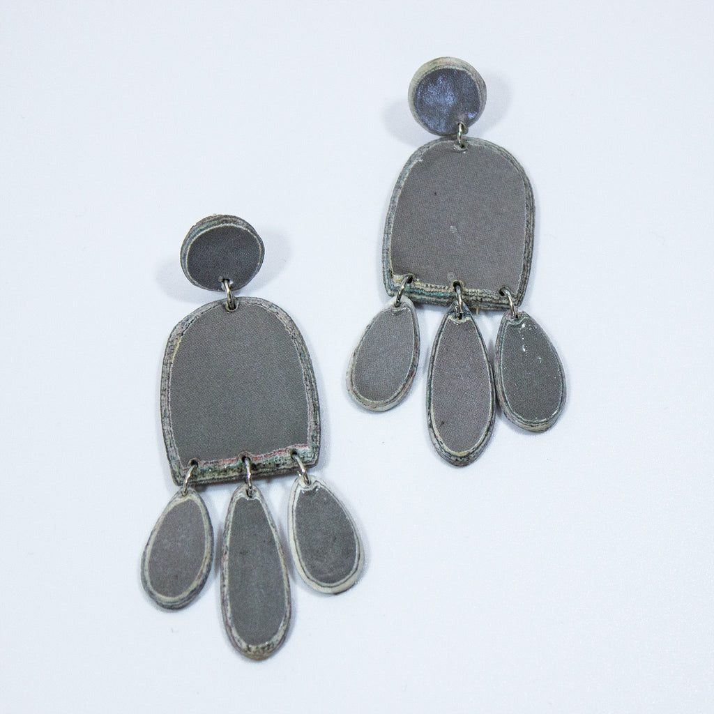 Lifu Layered Paper Earrings - LFE - Grey - Uneeka