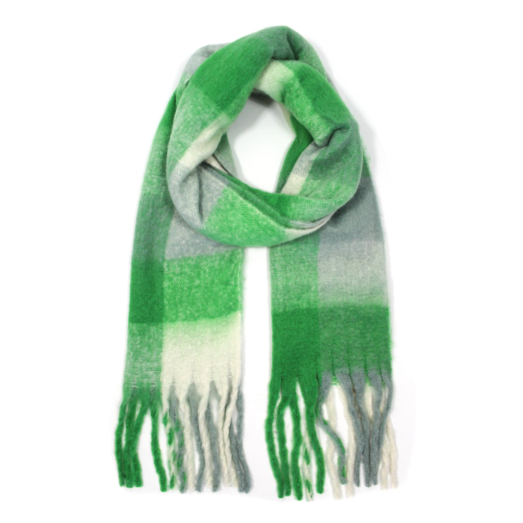 Light Green Tones & Cream Check Scarf - SK5651C17 bethany light green - Uneeka