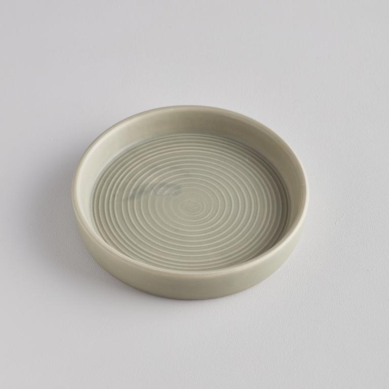 Light Grey - Green Ceramic Candle Plate - F01020 - Uneeka