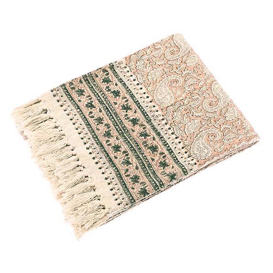 Light Pink Hand Block Printed Cotton Throw - JHTP - Uneeka