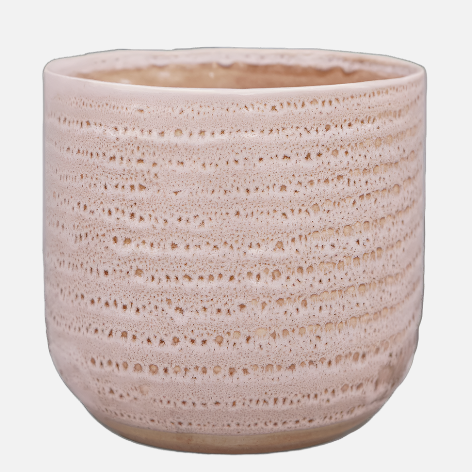 Light Pink Reactive Glaze Textured Plant Pot - MRGP13 - Uneeka