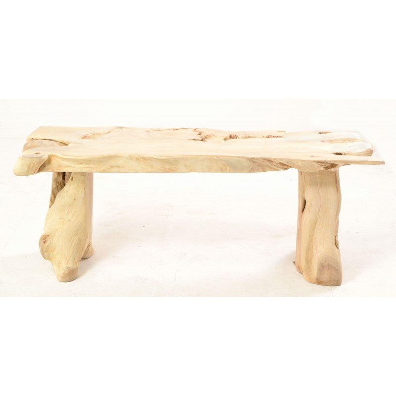 Light Teak Root Rustic Bench - IS82 - Uneeka