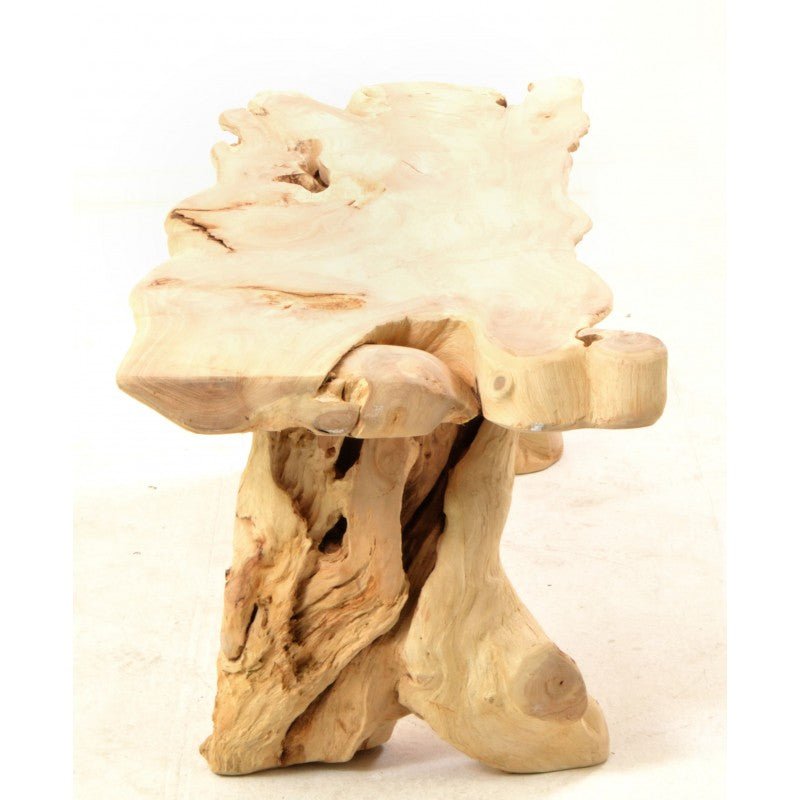 Light Teak Root Rustic Bench - IS82 - Uneeka