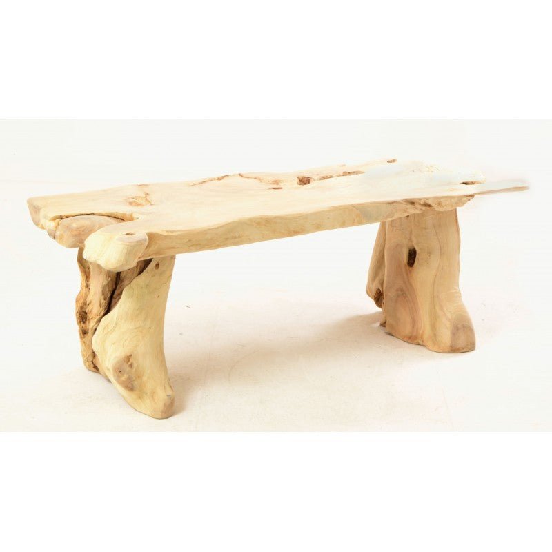 Light Teak Root Rustic Bench - IS82 - Uneeka