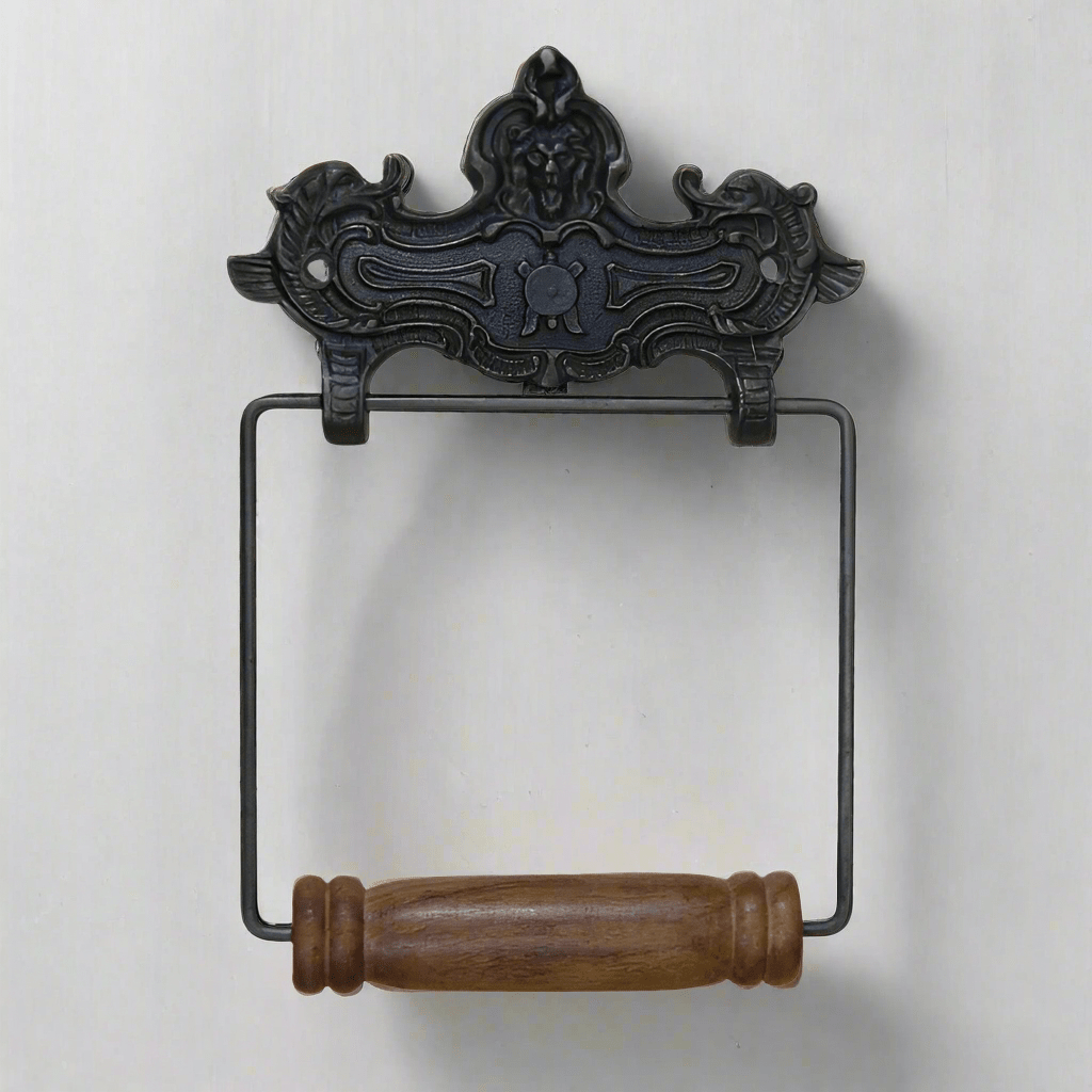 Lion Face Ornate Antique Iron Toilet Roll Holder - 01.628.AI.220 - Uneeka