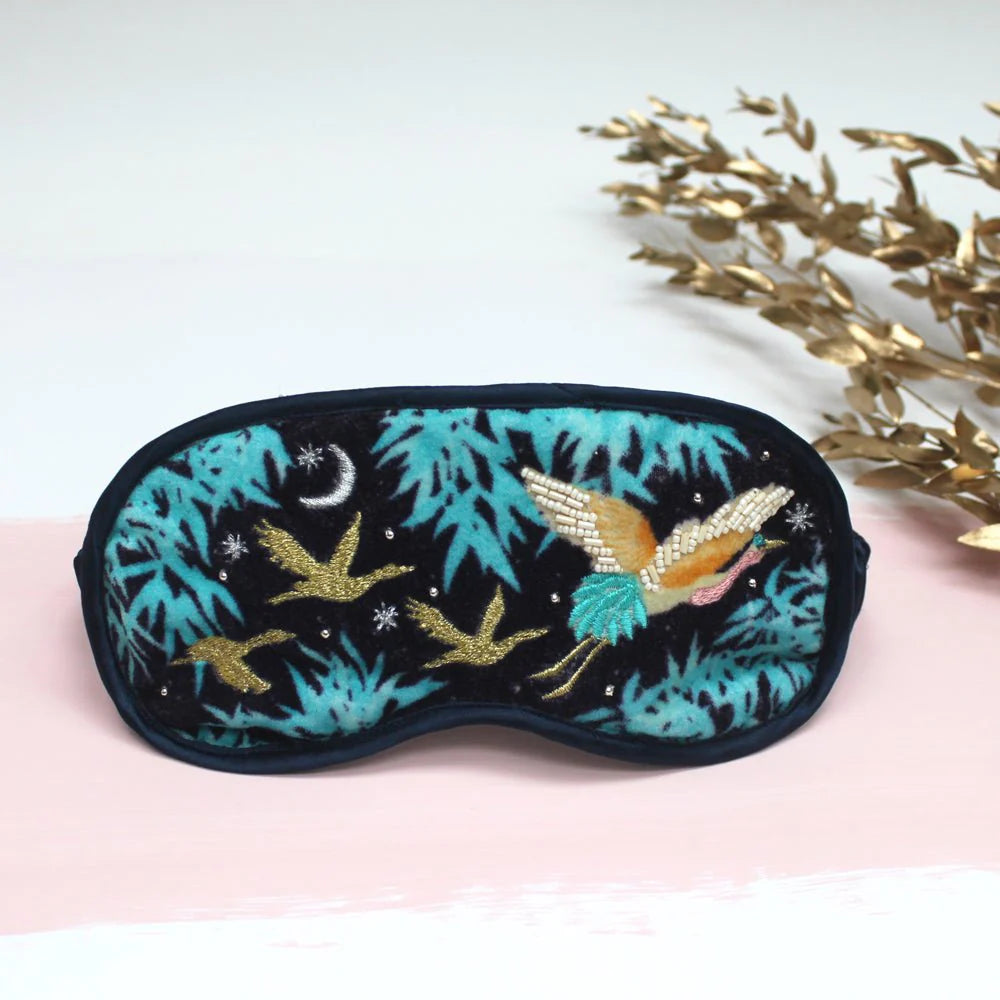Embroidered Crane Eye Mask - LXEYECRA001 - Uneeka