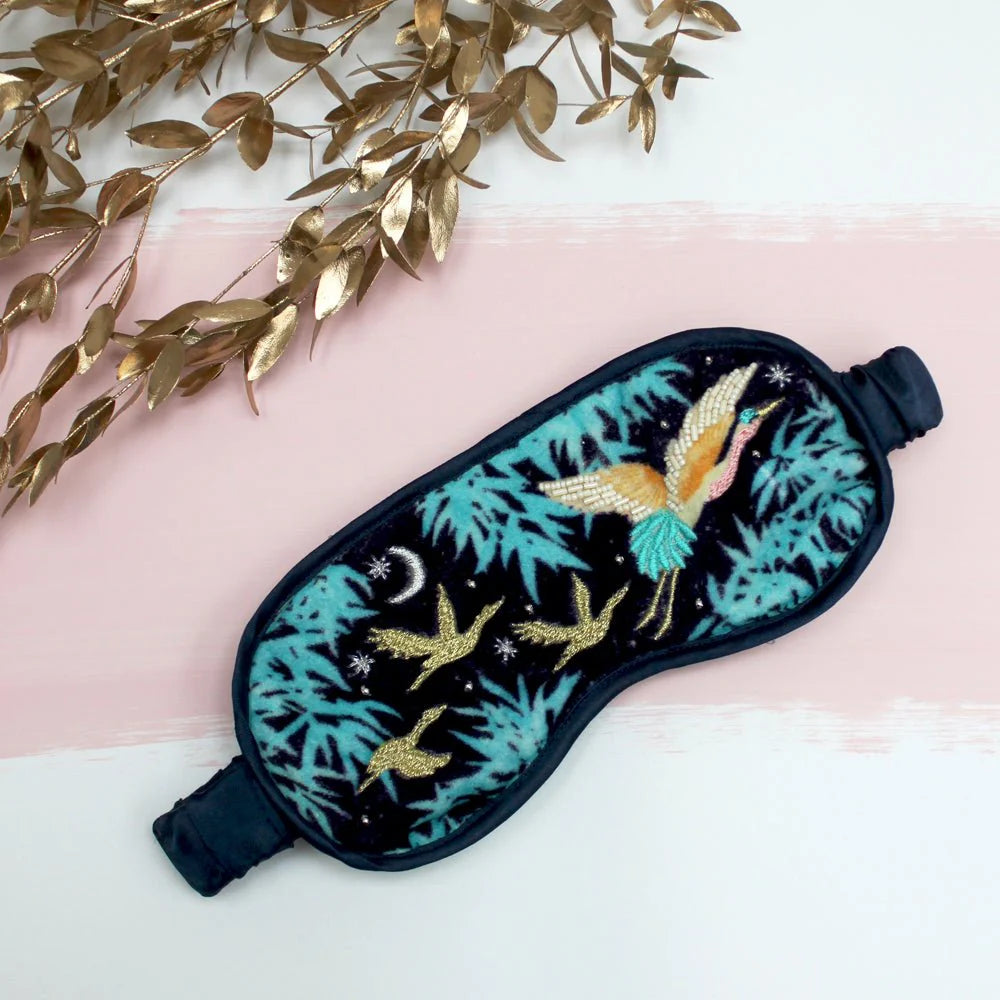 Embroidered Crane Eye Mask - LXEYECRA001 - Uneeka