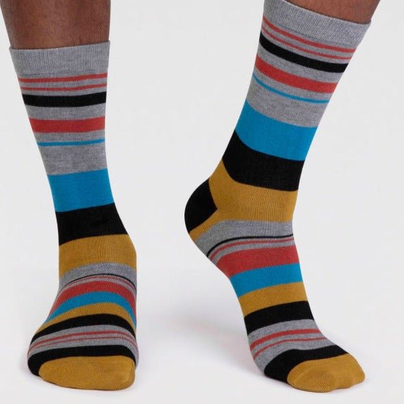 Maddock Striped Bamboo Socks - SPM846 - INDIGO - Uneeka