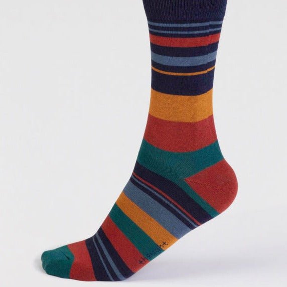 Maddock Striped Bamboo Socks - SPM846 - INDIGO - Uneeka