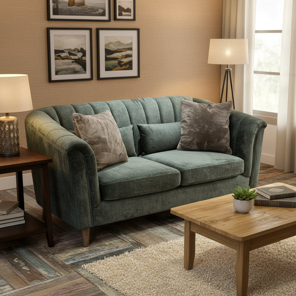 Maddox Short Pile Velvet 2 Seater Sofa - VLA102 - Uneeka