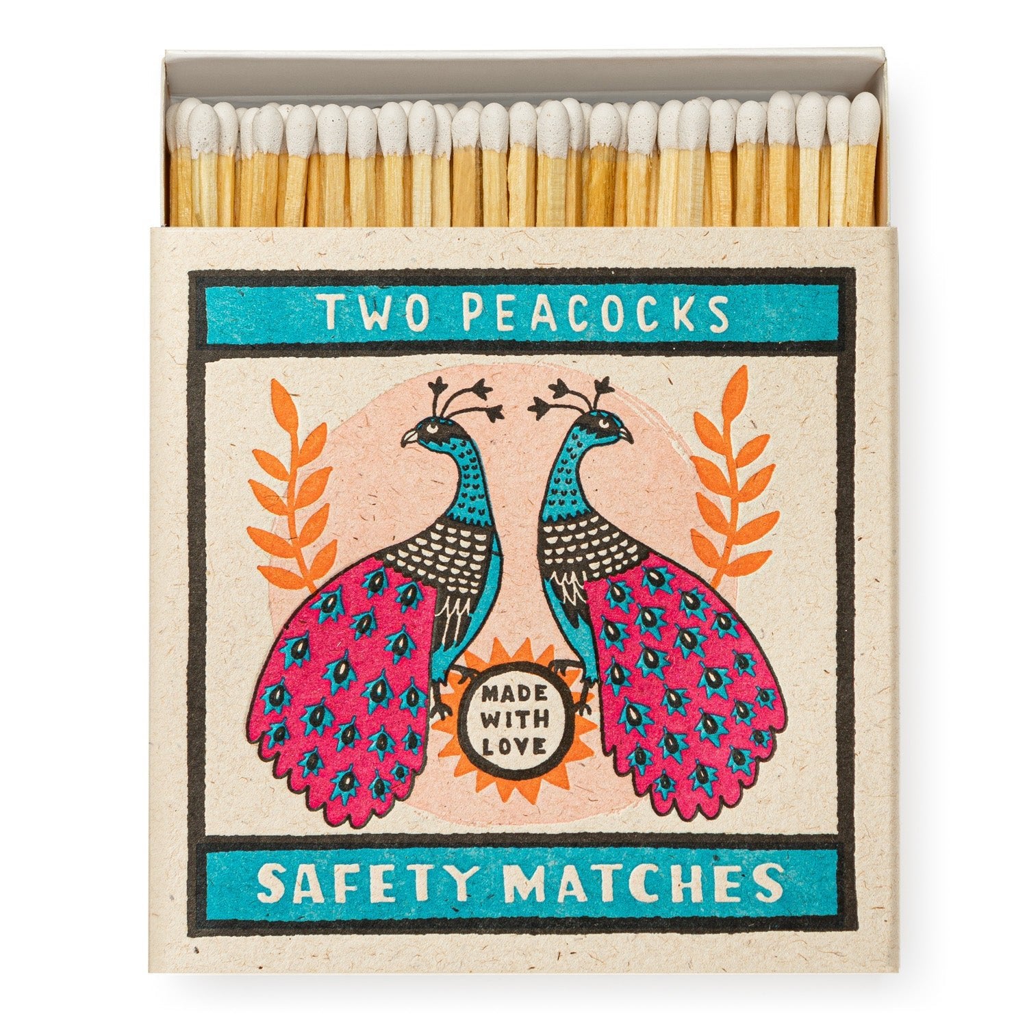 Made With Love Peacocks Design Box Of Matches - B219 - Uneeka