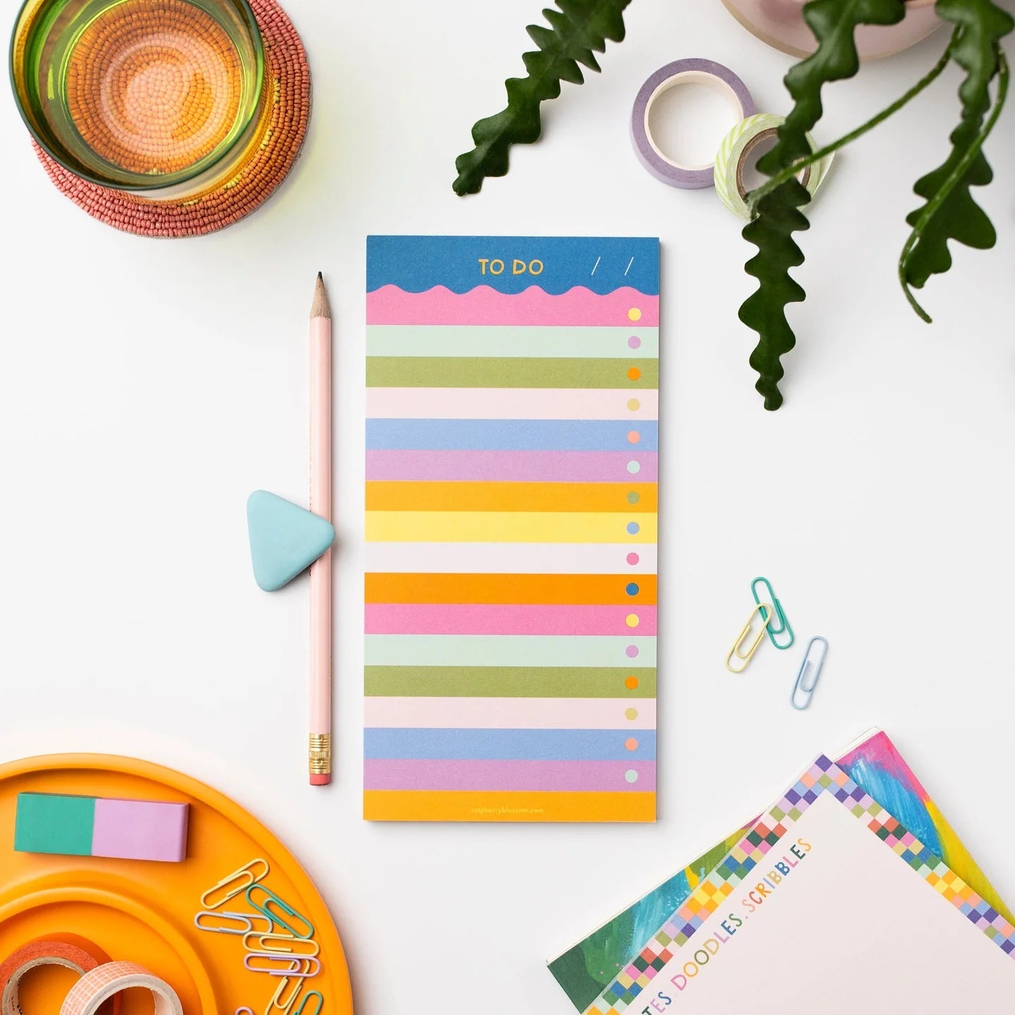 Magnetised Multi Coloured Stripe List Pad - HAP16M - Uneeka