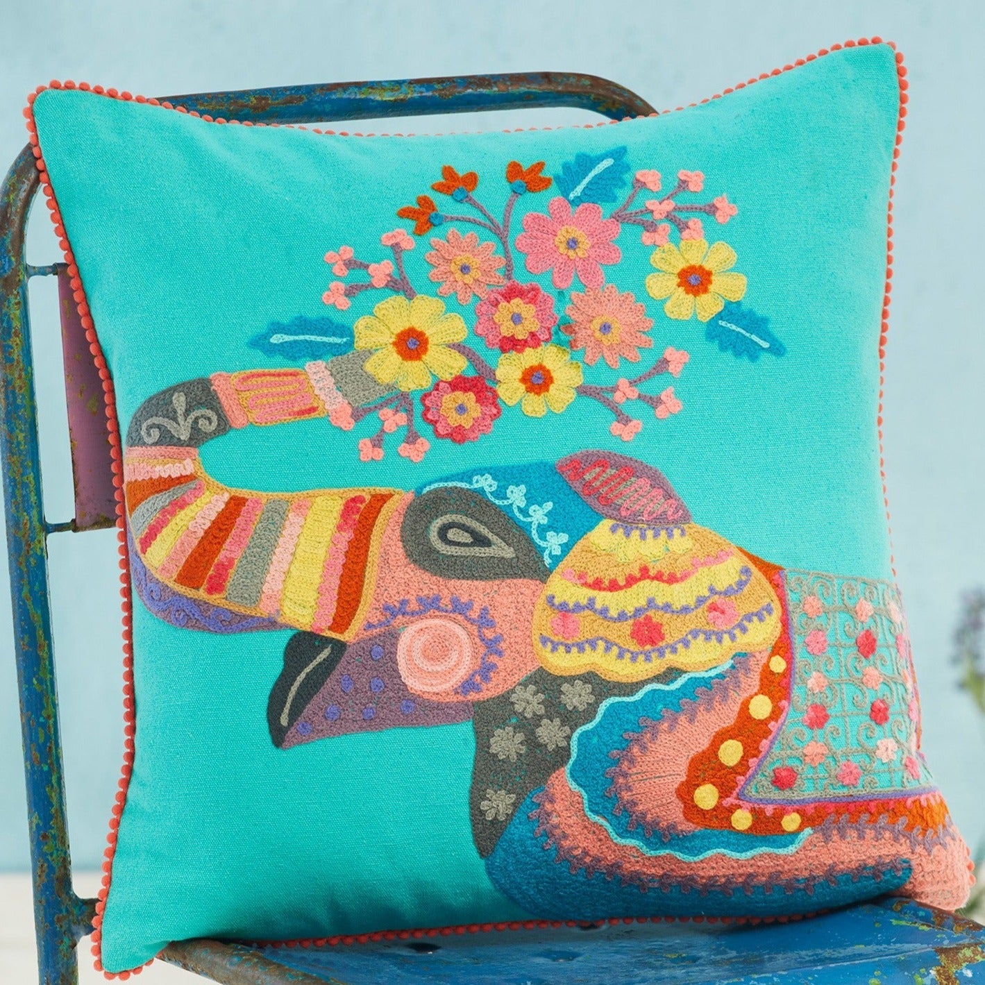 Mahima Embroidered Elephant Cushion - CC245 - Uneeka