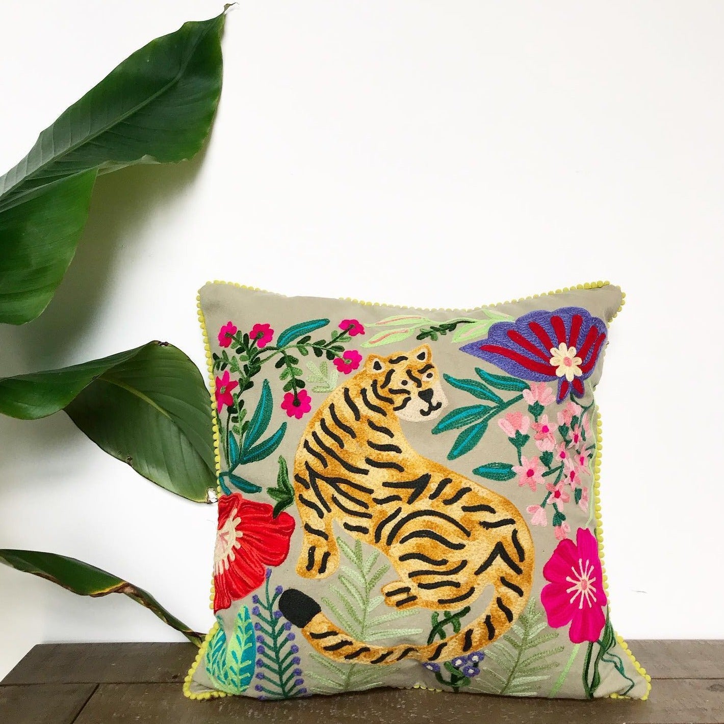 Mahima Embroidered Tiger Cushion - CC247 - Uneeka