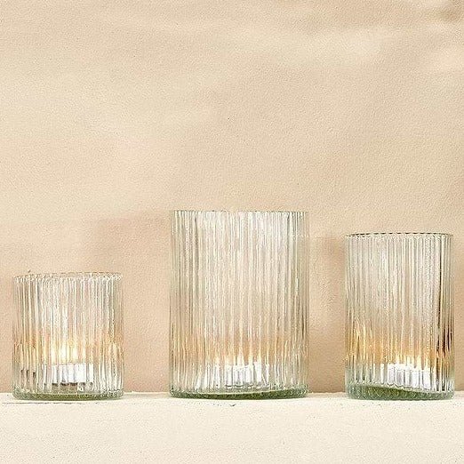 Malana Recycled Clear Glass Candle Holder - MC9502 - Uneeka