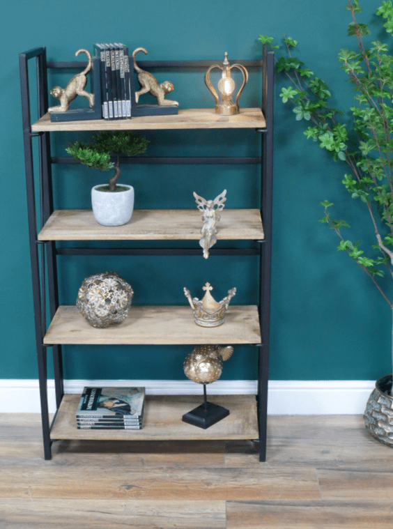 Mango Wood And Iron Display Shelves - 8180 - Uneeka