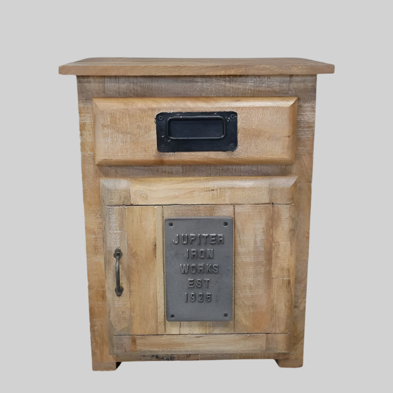 Mango Wood & Iron Bedside Cabinet - 6831 - Uneeka