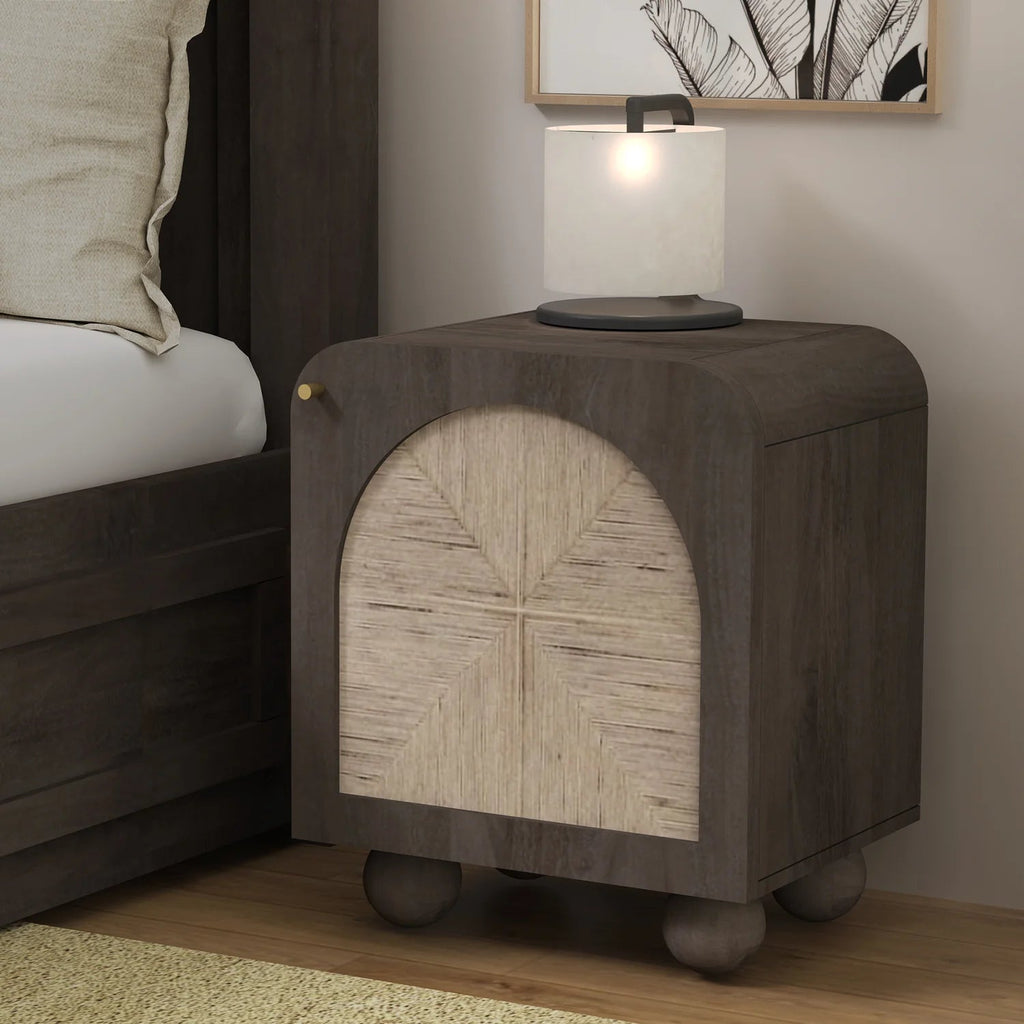 Mango Wood & Jute Cabinet Side Table - TRST00016A - Uneeka