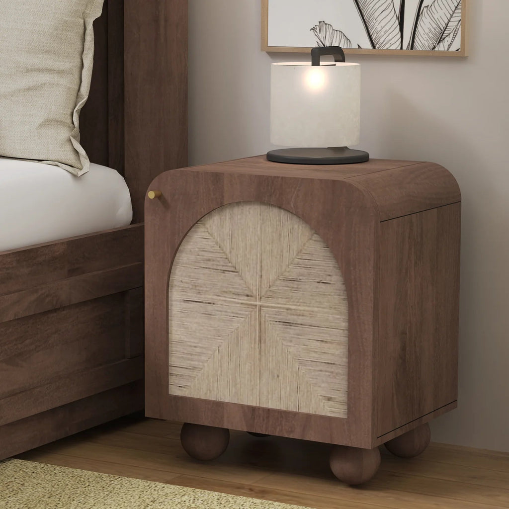 Mango Wood & Jute Cabinet Side Table - TRST00017A - Uneeka