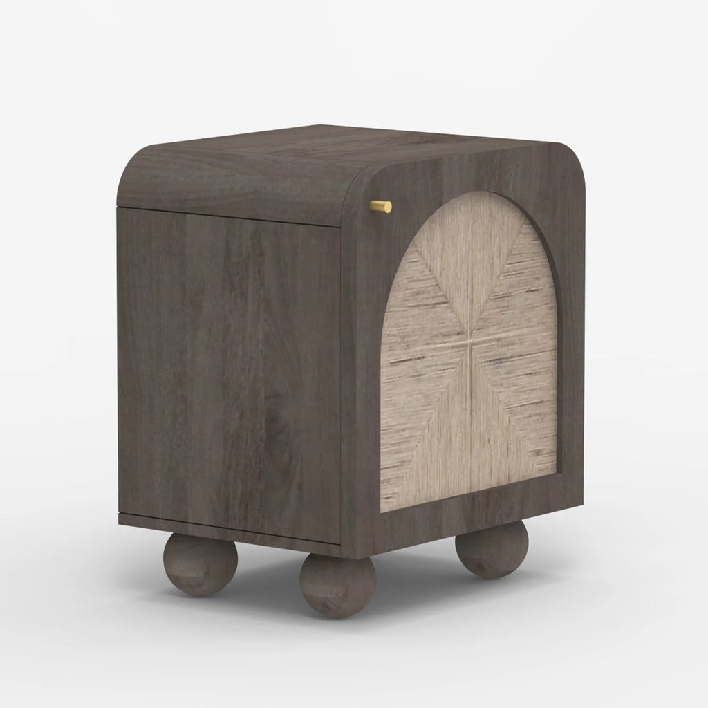 Mango Wood & Jute Cabinet Side Table - TRST00017A - Uneeka