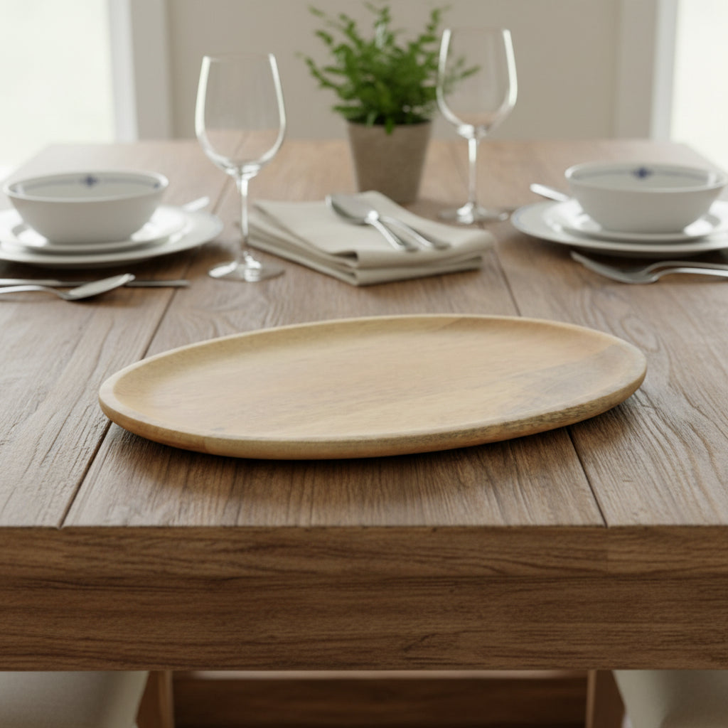 Mango Wood Natural Oval Serving Board - 6327184 - Uneeka