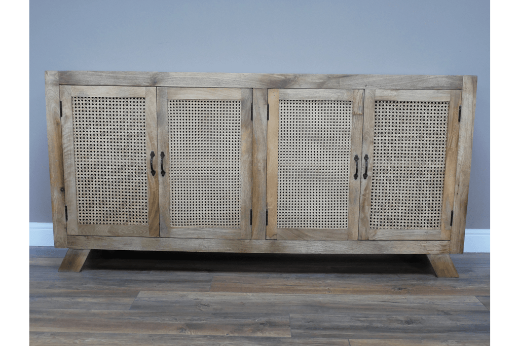 Mango Wood & Rattan Large Sideboard - 8968 - Uneeka