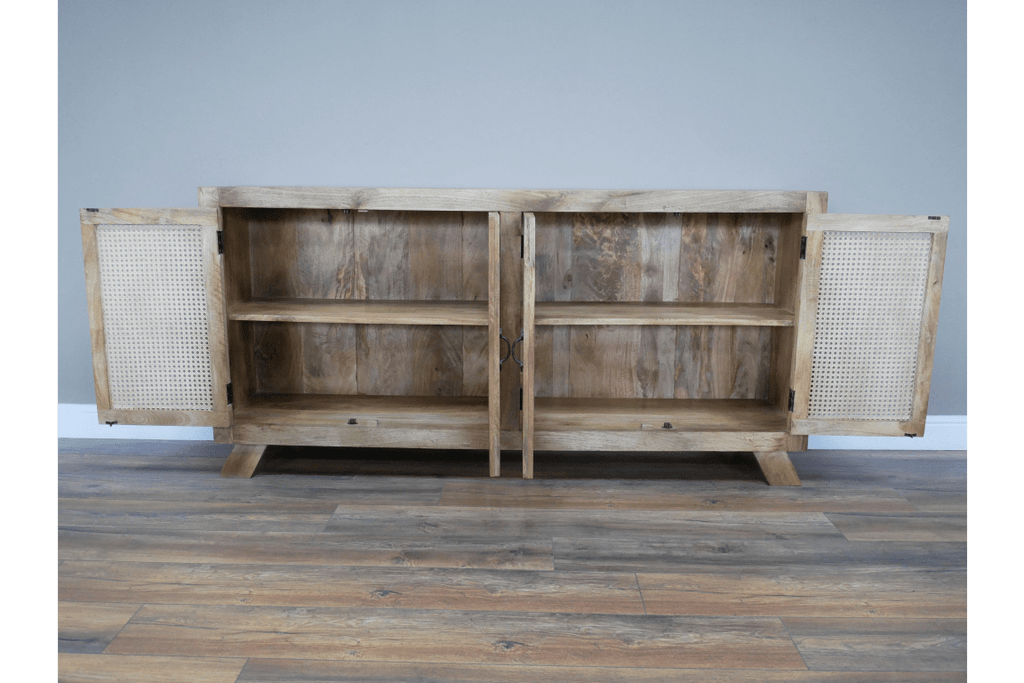 Mango Wood & Rattan Large Sideboard - 8968 - Uneeka