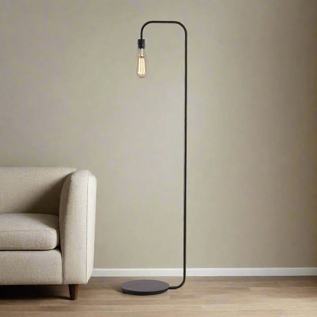 Matt Black Curved Lamp Head Lamp Base - 8054812 - Uneeka