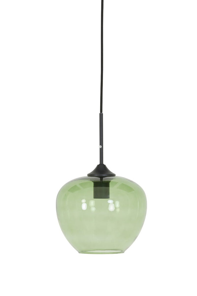 Matt Black Green Glass Hanging Lamp - 2952281 - Uneeka