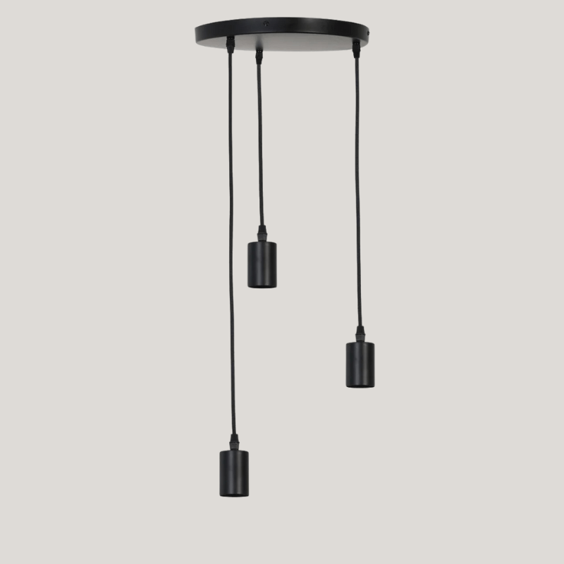 Matt Black Triple Bulb Hanging Lamp - 2940612 - Uneeka