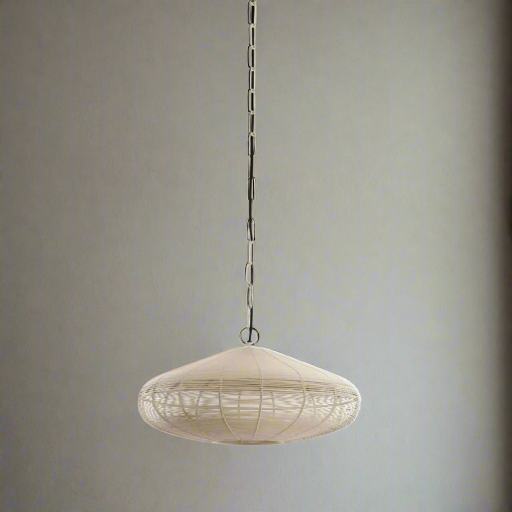 Matt Cream Round Down Pendant Hanging Lamp - 2977943 - Uneeka