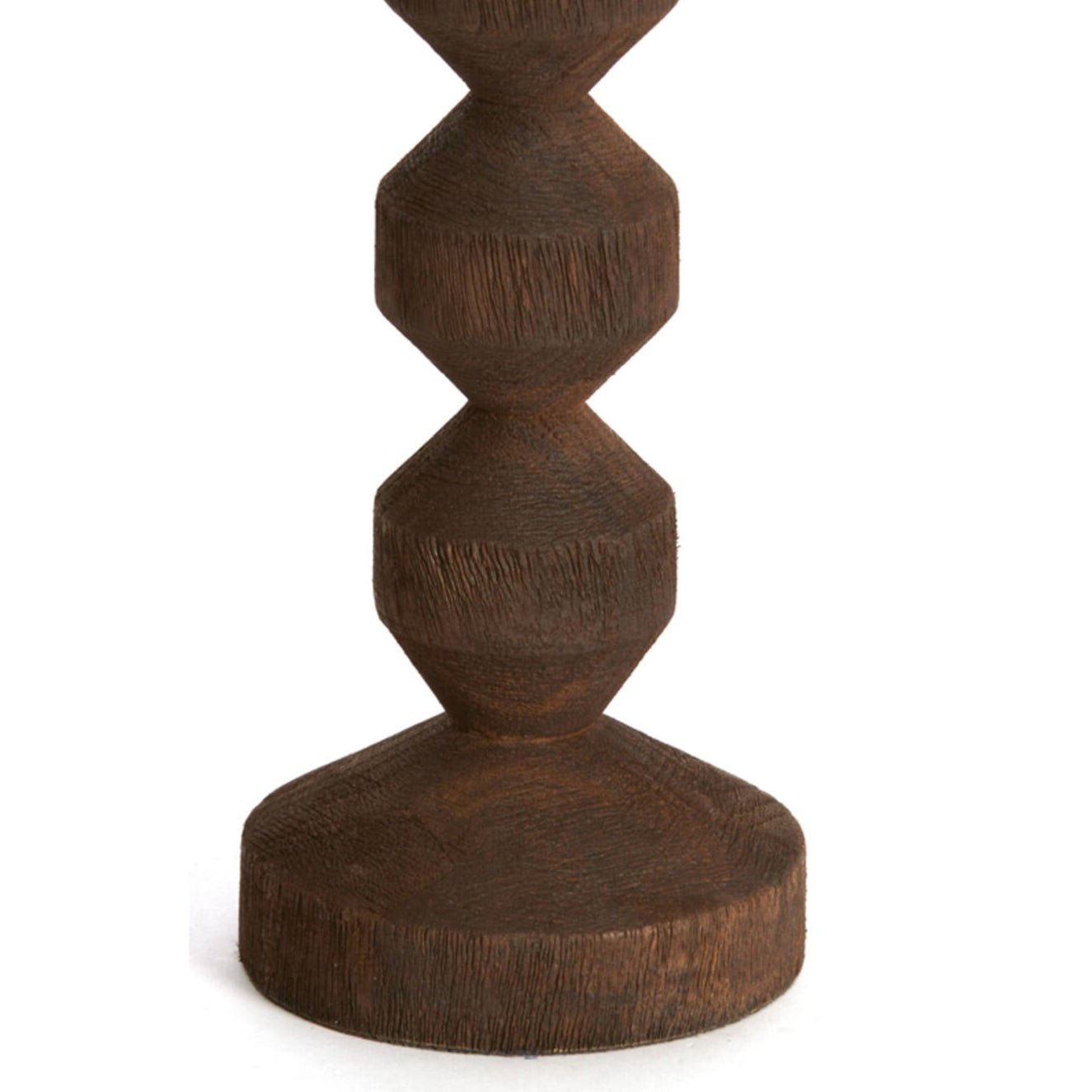 Matt Dark Brown Wooden Dimpled Candle Holder - 6072664 - Uneeka