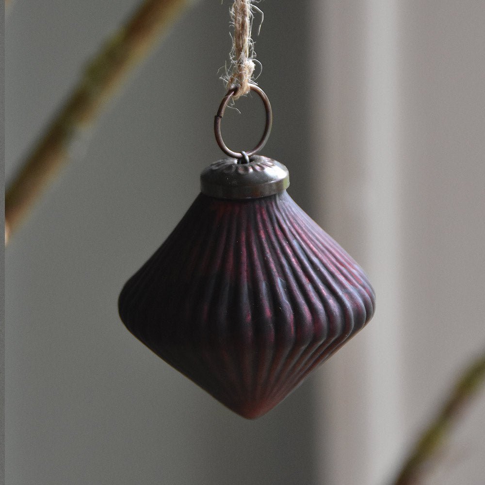 Matte Dark Red Ribbed Lantern Decoration - ANC8164R - Uneeka