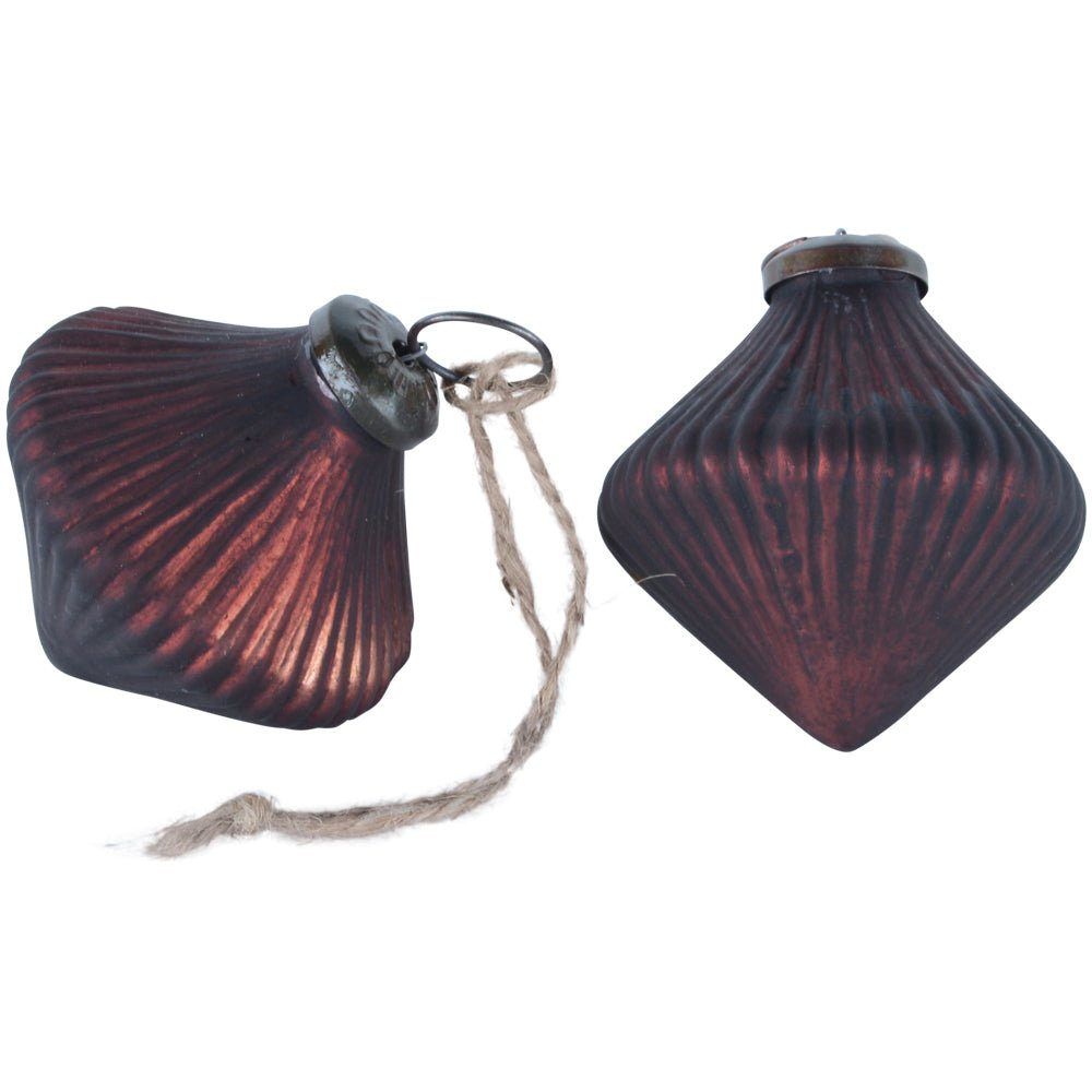 Matte Dark Red Ribbed Lantern Decoration - ANC8164R - Uneeka