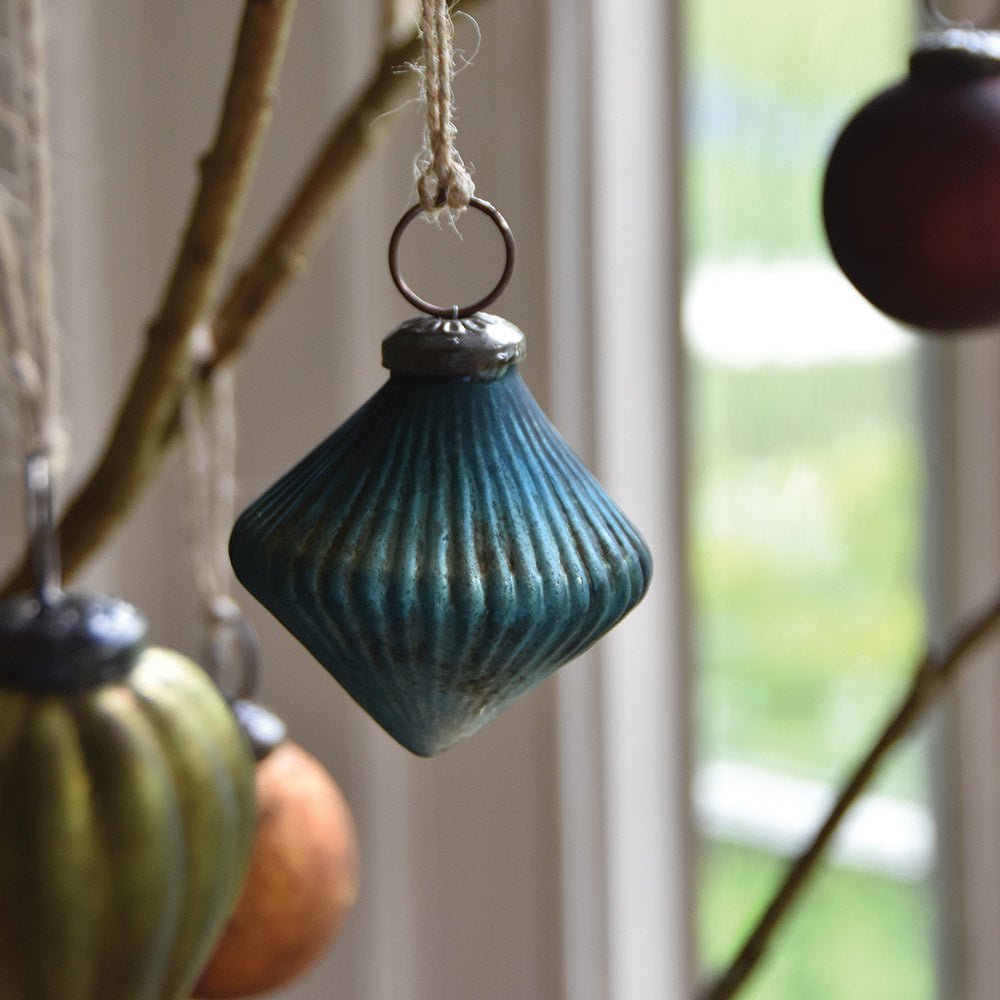 Matte Teal Ribbed Lantern Decoration - ANC8164T - Uneeka