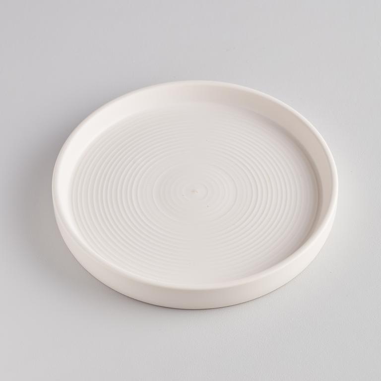 Matte White Ceramic Candle Plate - F01021 - Uneeka