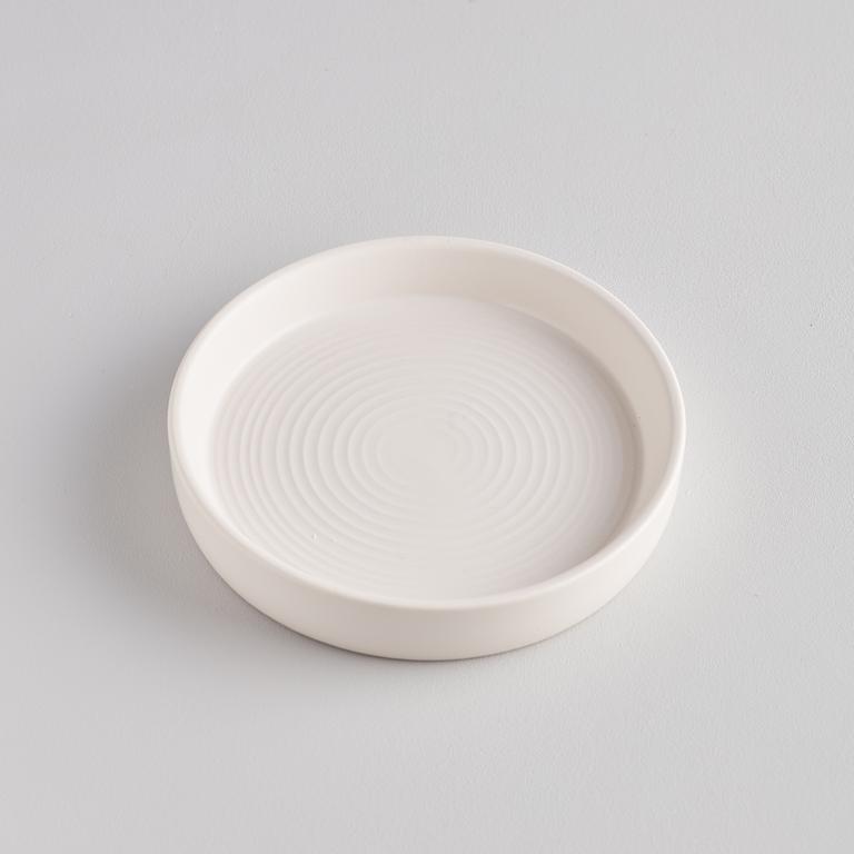 Matte White Ceramic Candle Plate - F01018 - Uneeka