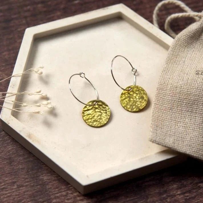 Medium Brass Assorted Shape Hoop Earrings - Emily's Pick - MB003 - Uneeka