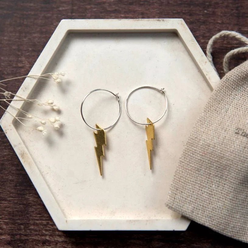 Medium Brass Assorted Shape Hoop Earrings - Emily's Pick - MB005 - Uneeka