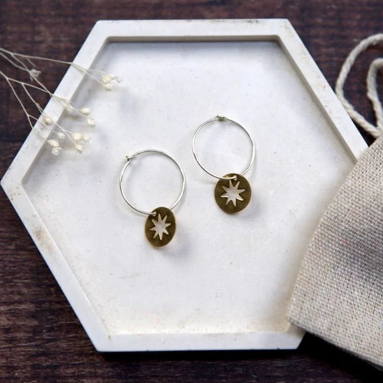 Medium Brass Assorted Shape Hoop Earrings - Emily's Pick - MB020 - Uneeka