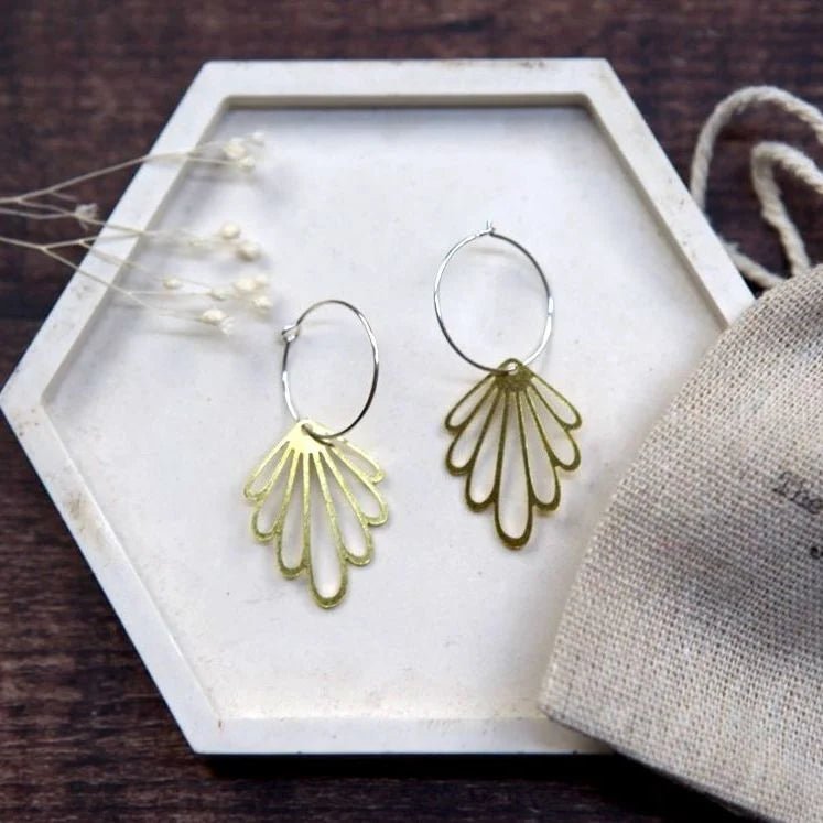 Medium Brass Assorted Shape Hoop Earrings - Emily's Pick - MB028 - Uneeka