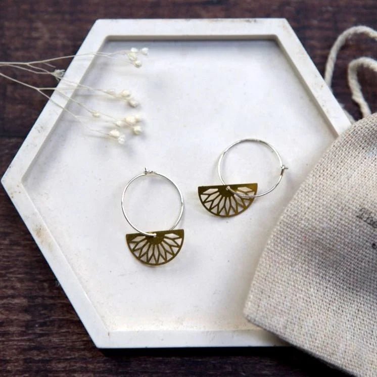 Medium Brass Assorted Shape Hoop Earrings - Emily's Pick - MB029 - Uneeka