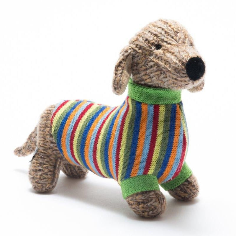 Medium Knitted Sausage Dog Soft Toy - BY4514 - Uneeka