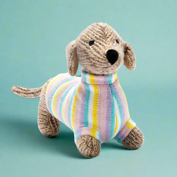 Medium Knitted Sausage Dog Soft Toy - BY4219 - Uneeka
